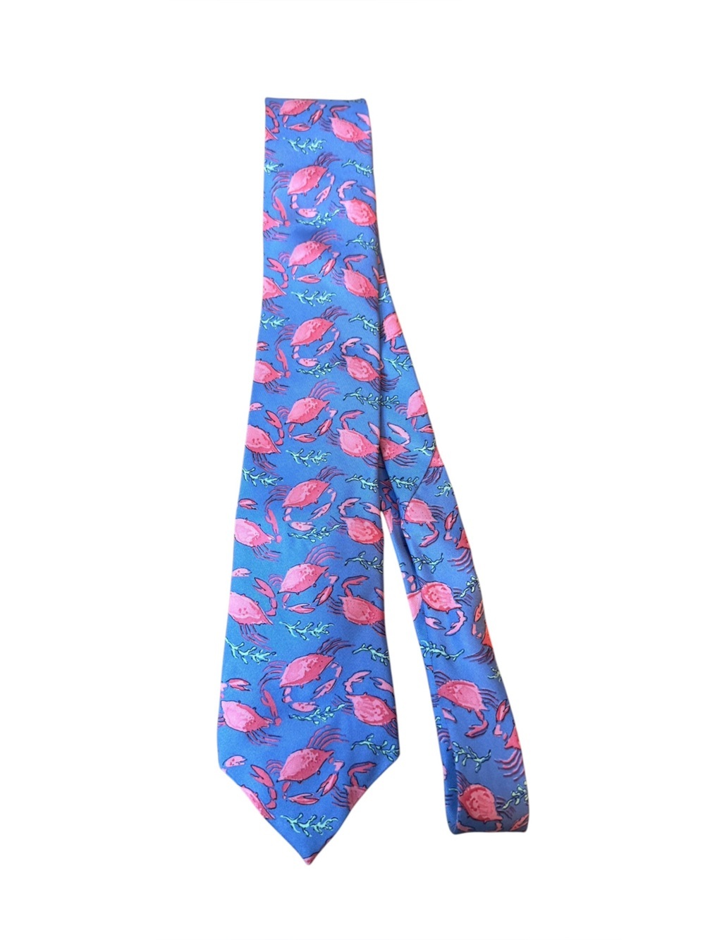 NWT J. McLaughlin Blue Silk Crab Print Tie